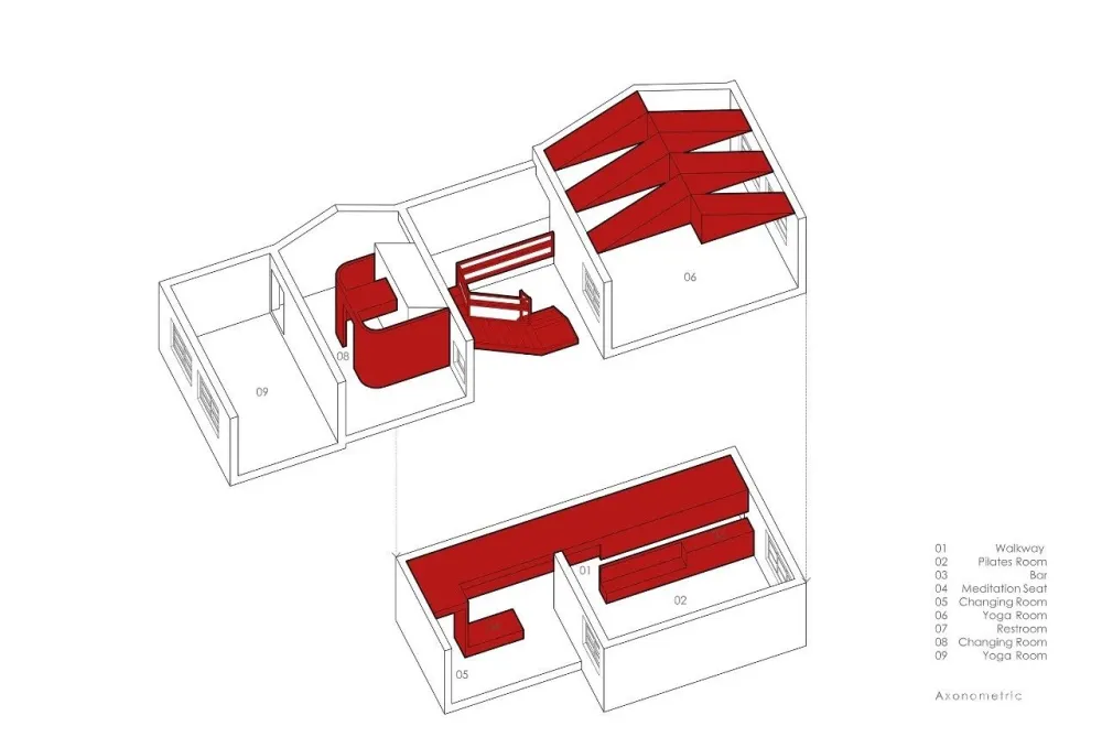 建筑师在老房子里插入四个构件,将其变成136㎡的瑜伽馆