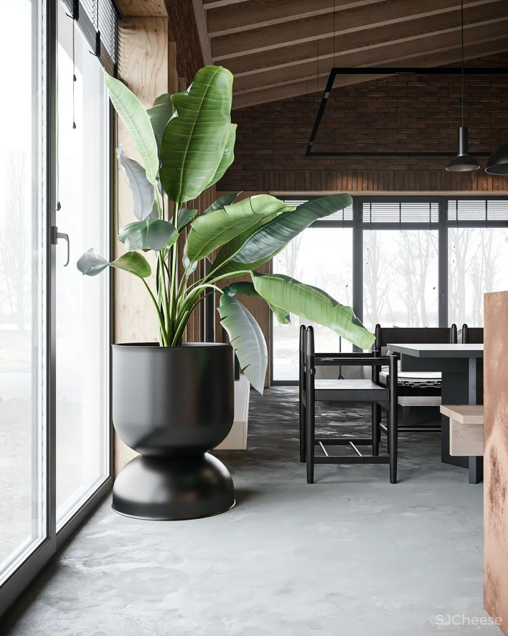 砖墙 木饰面，工业风这样设计超有范