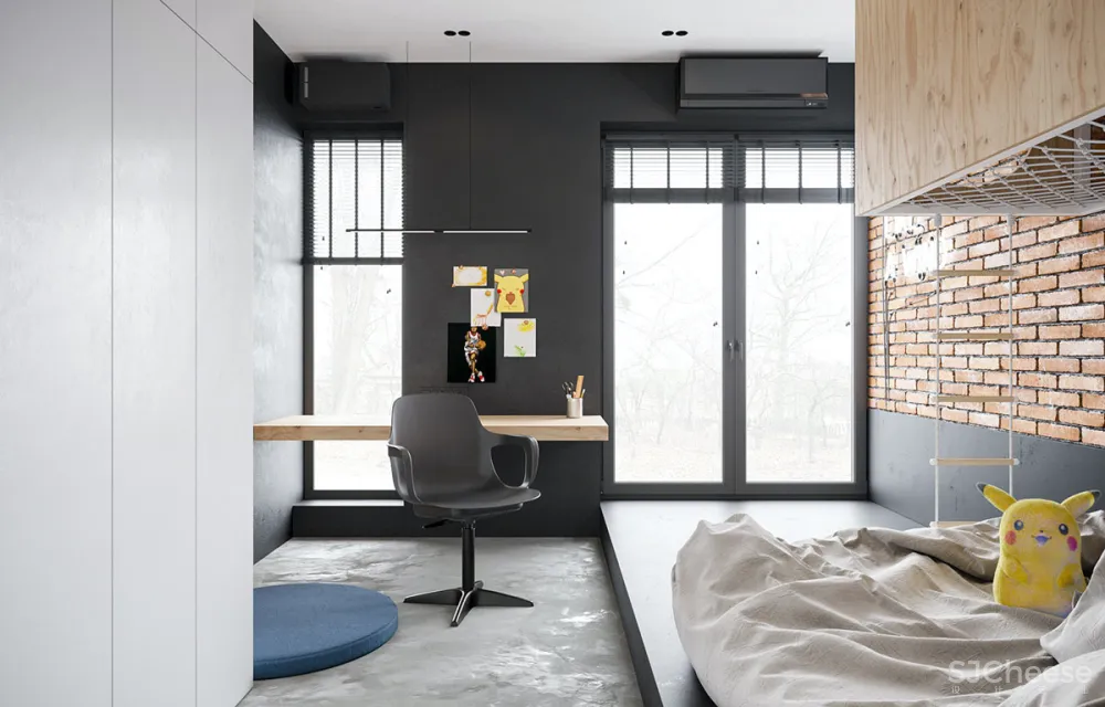 砖墙 木饰面，工业风这样设计超有范