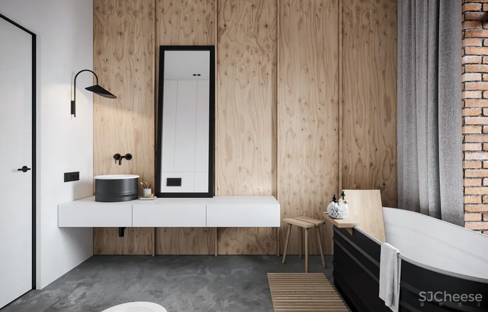 砖墙 木饰面，工业风这样设计超有范