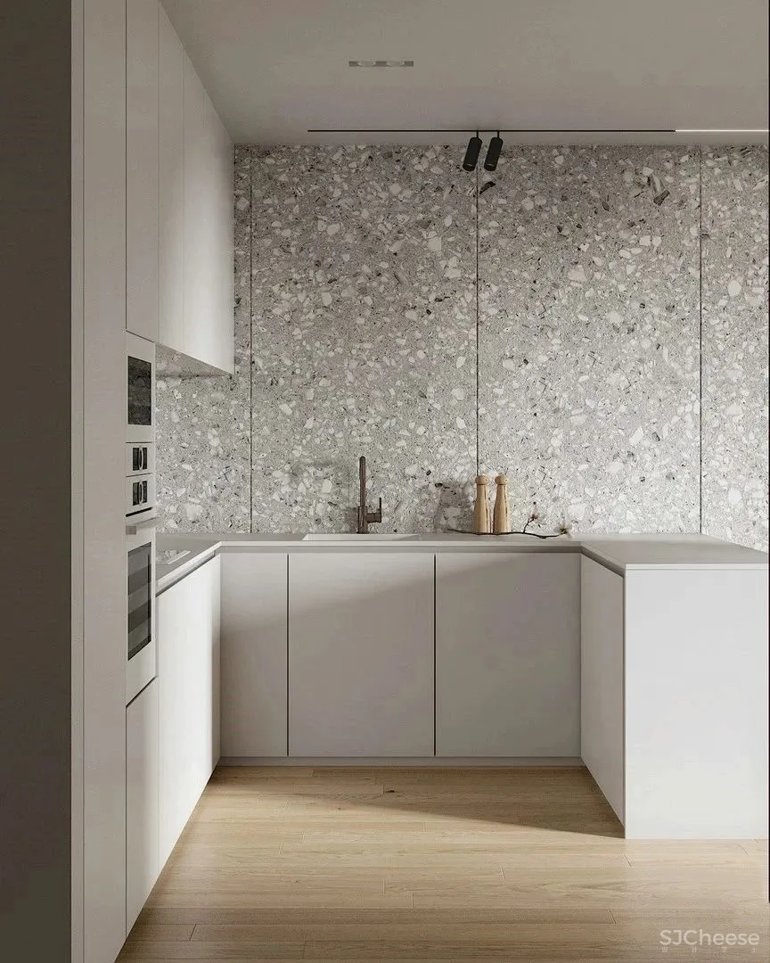 白墙太单调,用水磨石做墙面更显精致