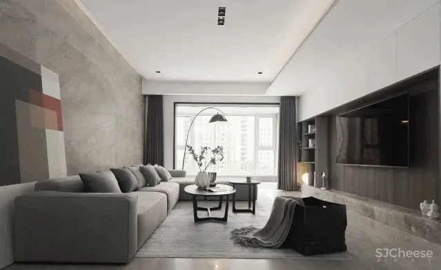 232㎡现代风的家,中西厨分离 隐形门,构建理性克制之美!