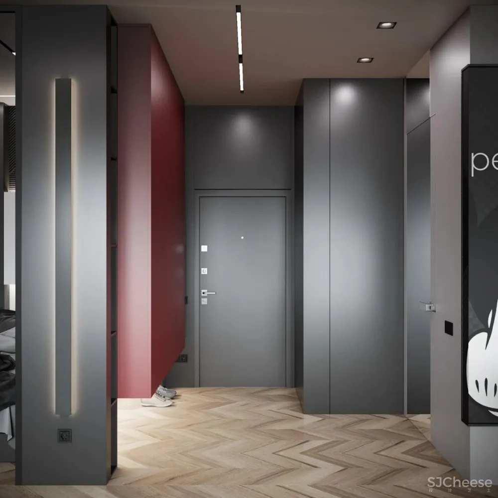 55㎡现代一居室,黑色 木色,舒适大方!