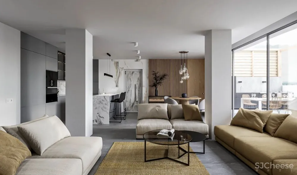 大理石与木材结合,让家更有质感!