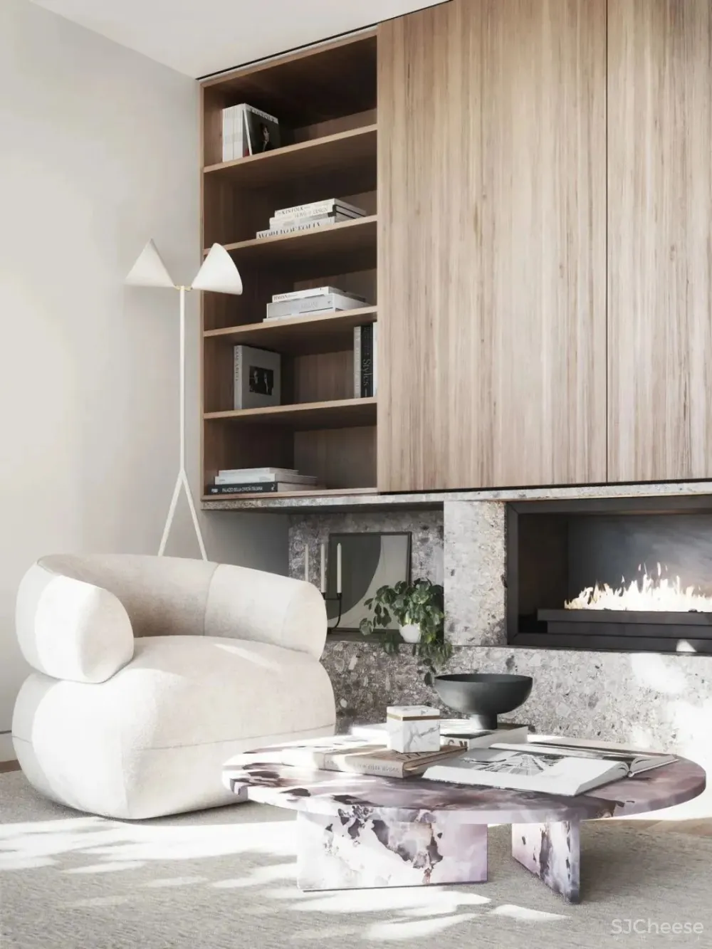 天然石材 橡木,打造舒适经典高端住宅 Mim Design