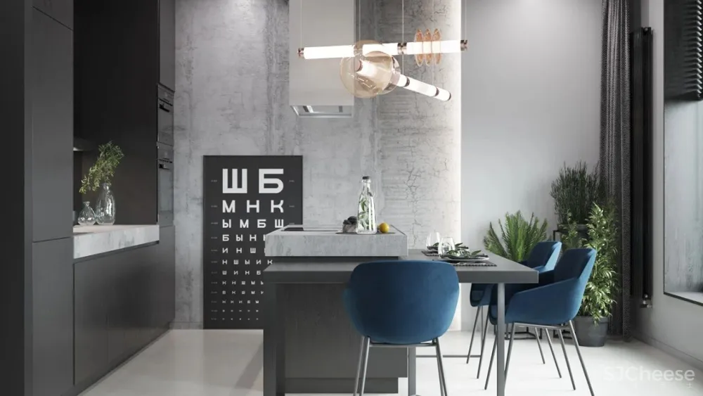 55㎡现代一居室,黑色 木色,舒适大方!