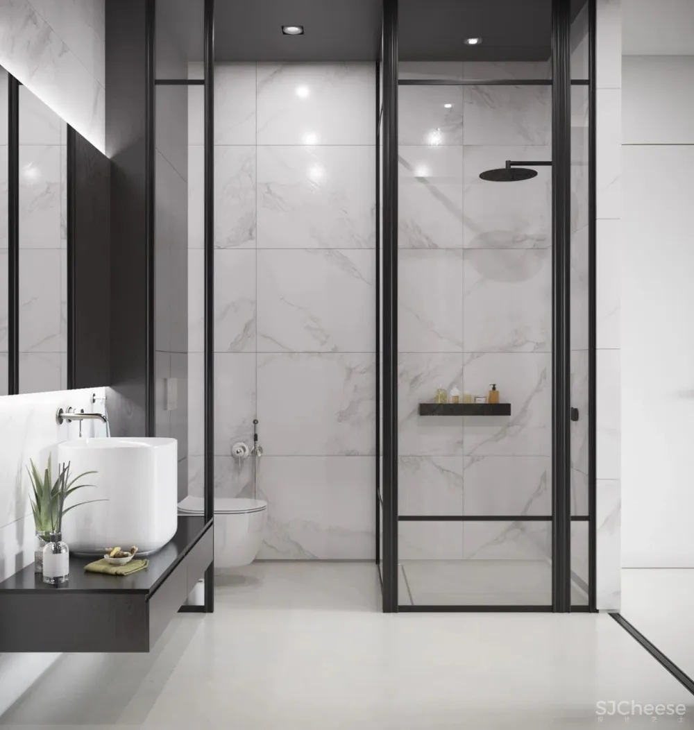 55㎡现代一居室,黑色 木色,舒适大方!