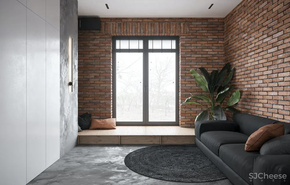 砖墙 木饰面，工业风这样设计超有范