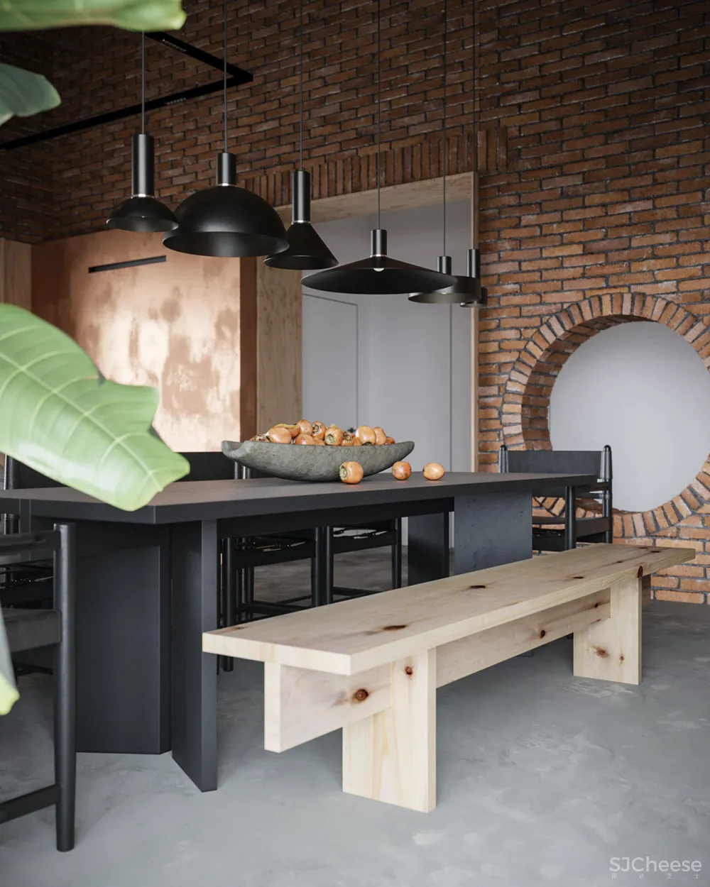 砖墙 木饰面，工业风这样设计超有范