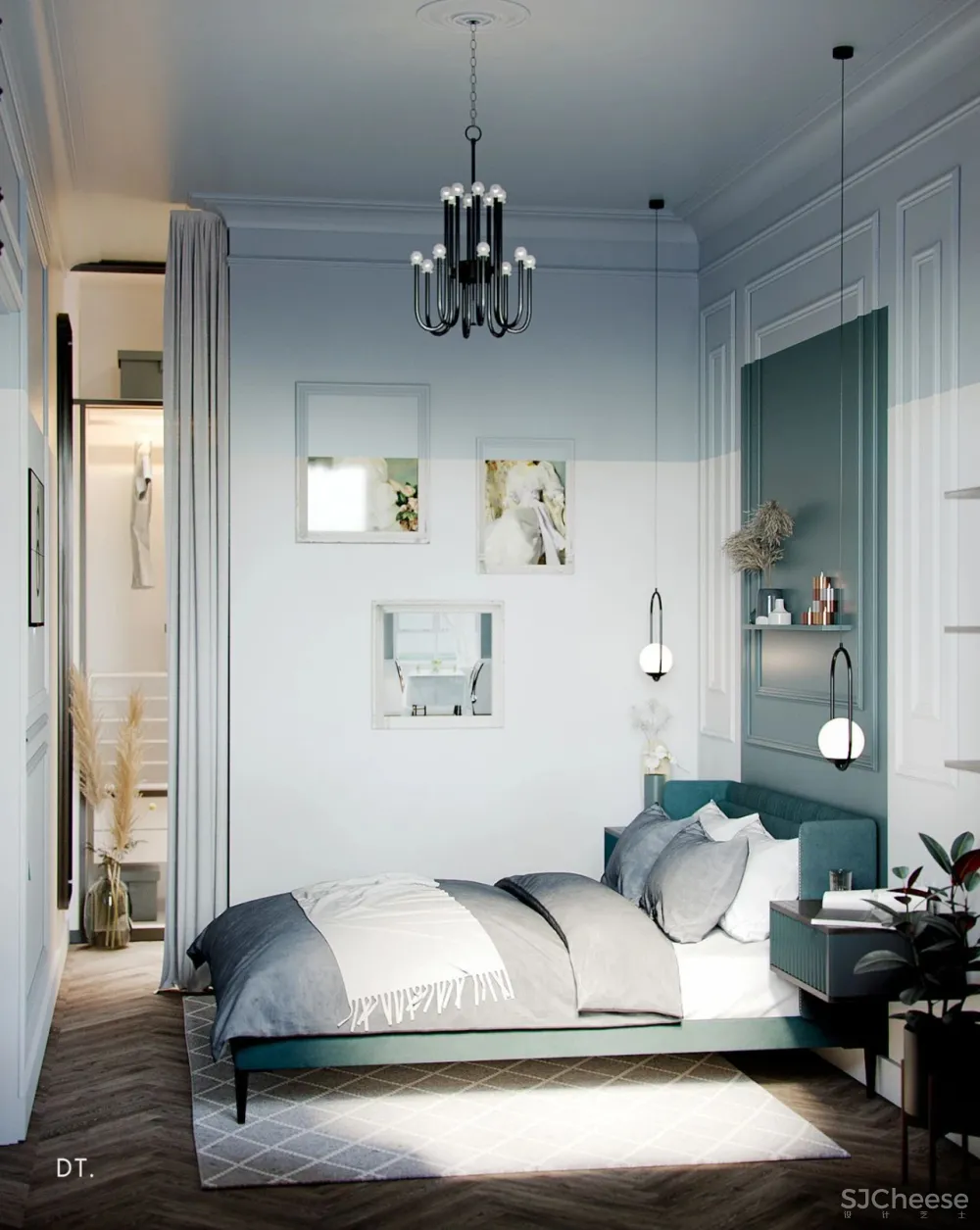 橄榄绿 勃艮第红,78m² 轻奢公寓设计