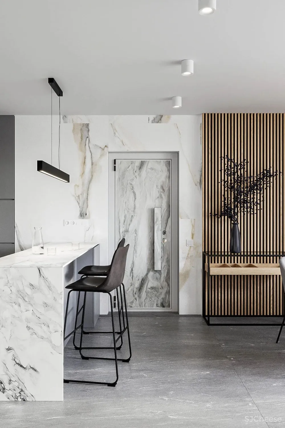 大理石与木材结合,让家更有质感!