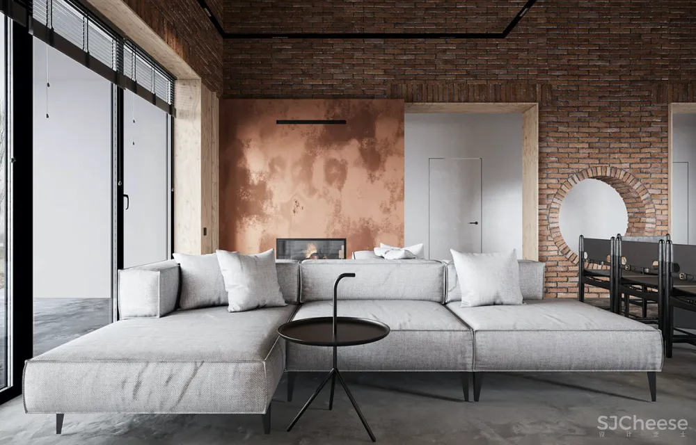 砖墙 木饰面，工业风这样设计超有范