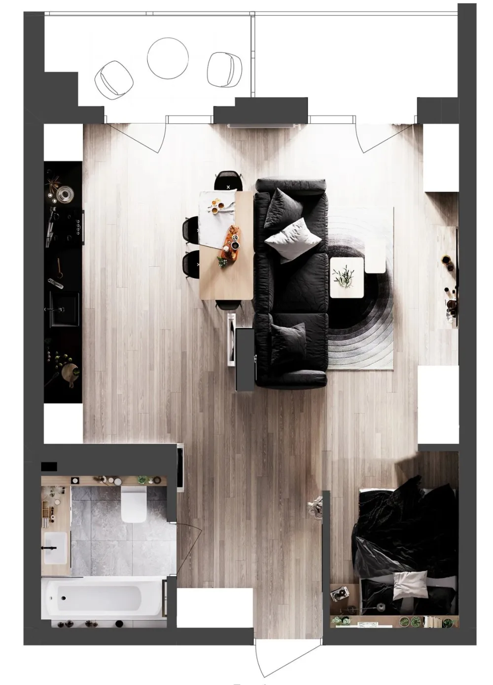 48㎡单身男人的地方,简约时尚!