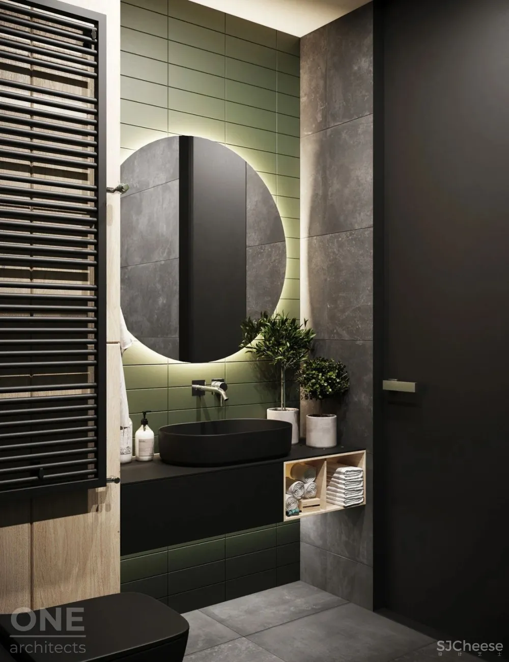 55㎡现代一居室,黑色 木色,舒适大方!