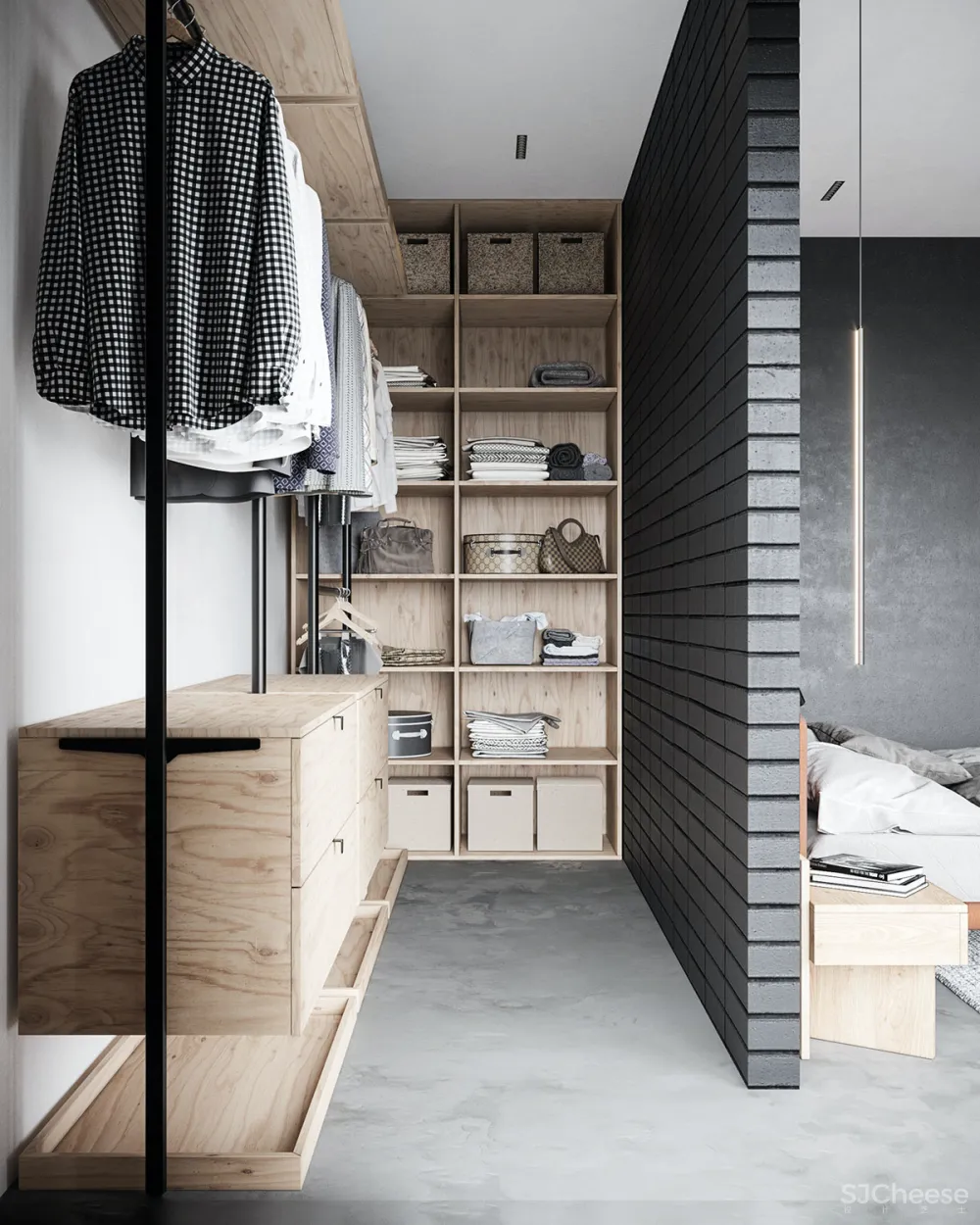 砖墙 木饰面，工业风这样设计超有范