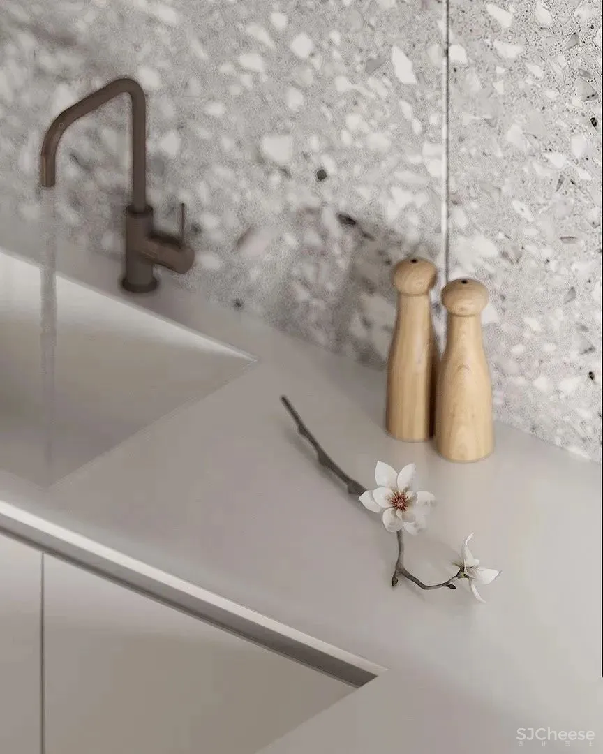 白墙太单调,用水磨石做墙面更显精致