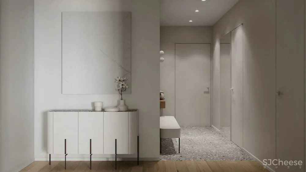 白墙太单调,用水磨石做墙面更显精致