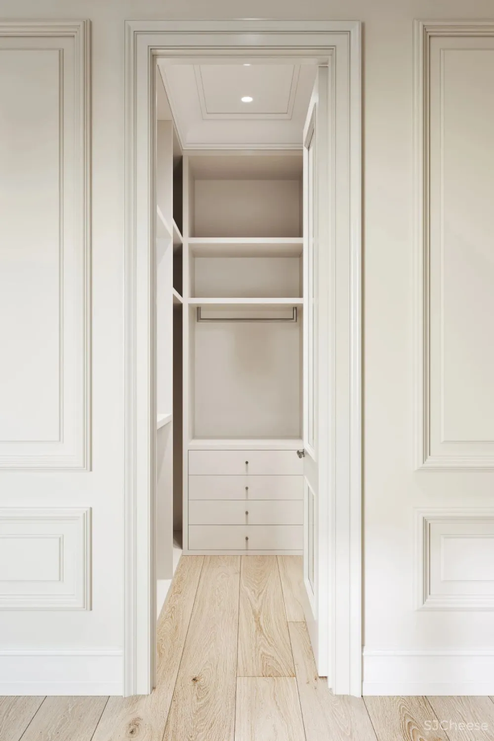 精致的石膏线条与黄铜，这样恰到好处的轻奢风甜而不腻，华丽而不俗气