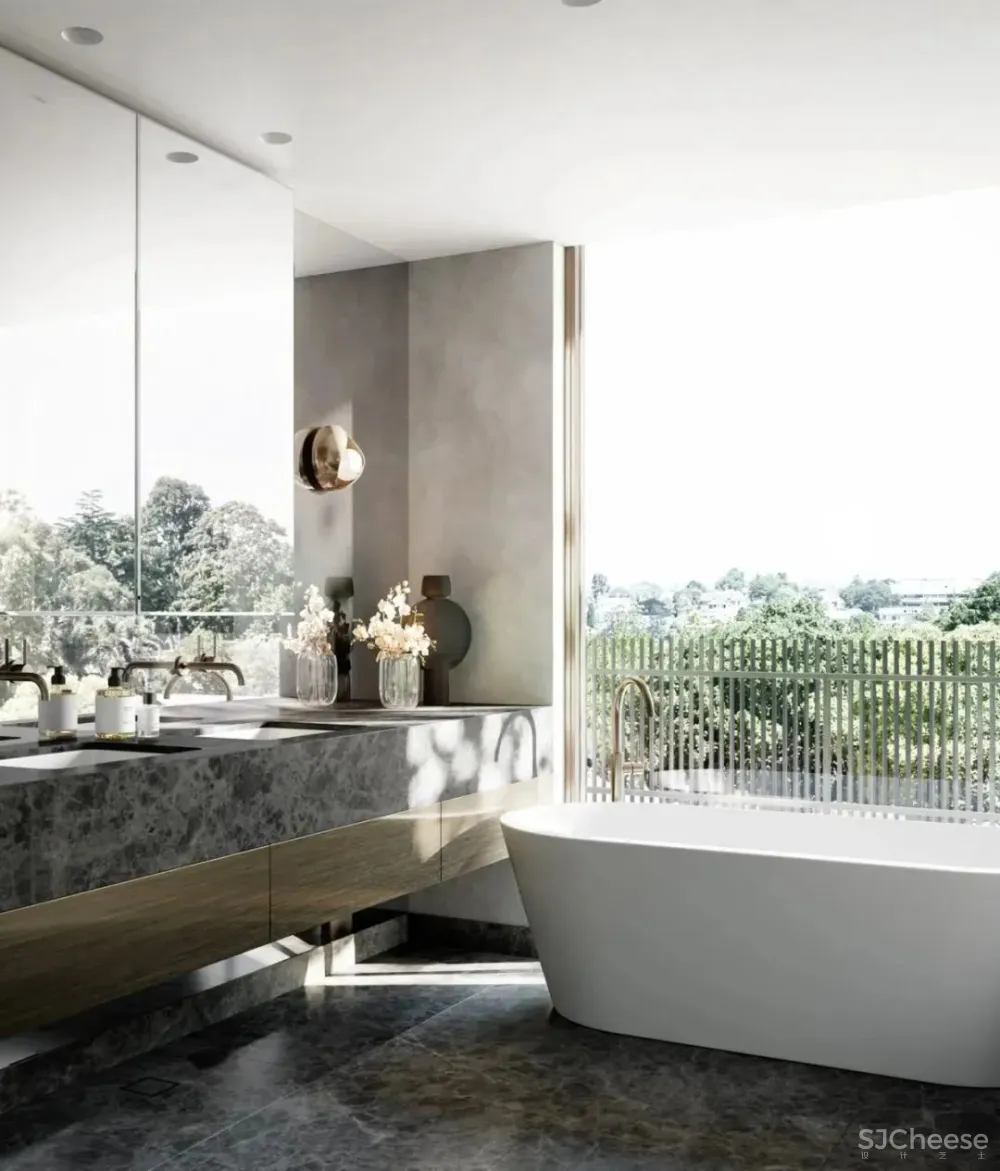 天然石材 橡木,打造舒适经典高端住宅 Mim Design