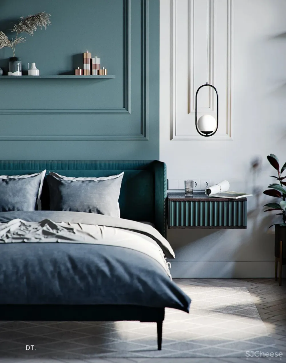 橄榄绿 勃艮第红,78m² 轻奢公寓设计