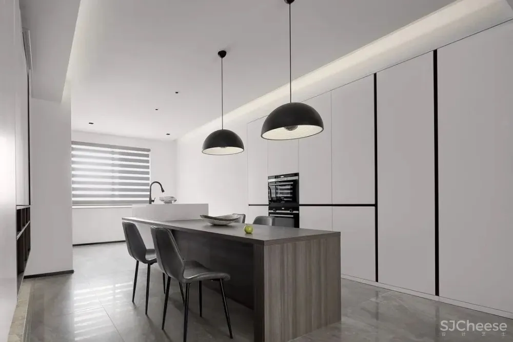 232㎡现代风的家,中西厨分离 隐形门,构建理性克制之美!