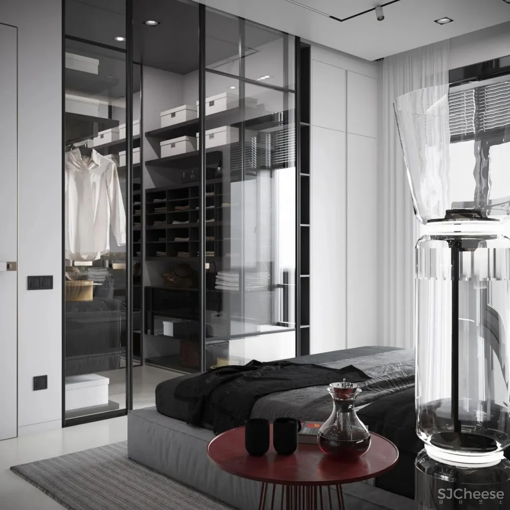 55㎡现代一居室,黑色 木色,舒适大方!