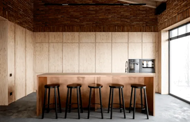 砖墙 木饰面，工业风这样设计超有范