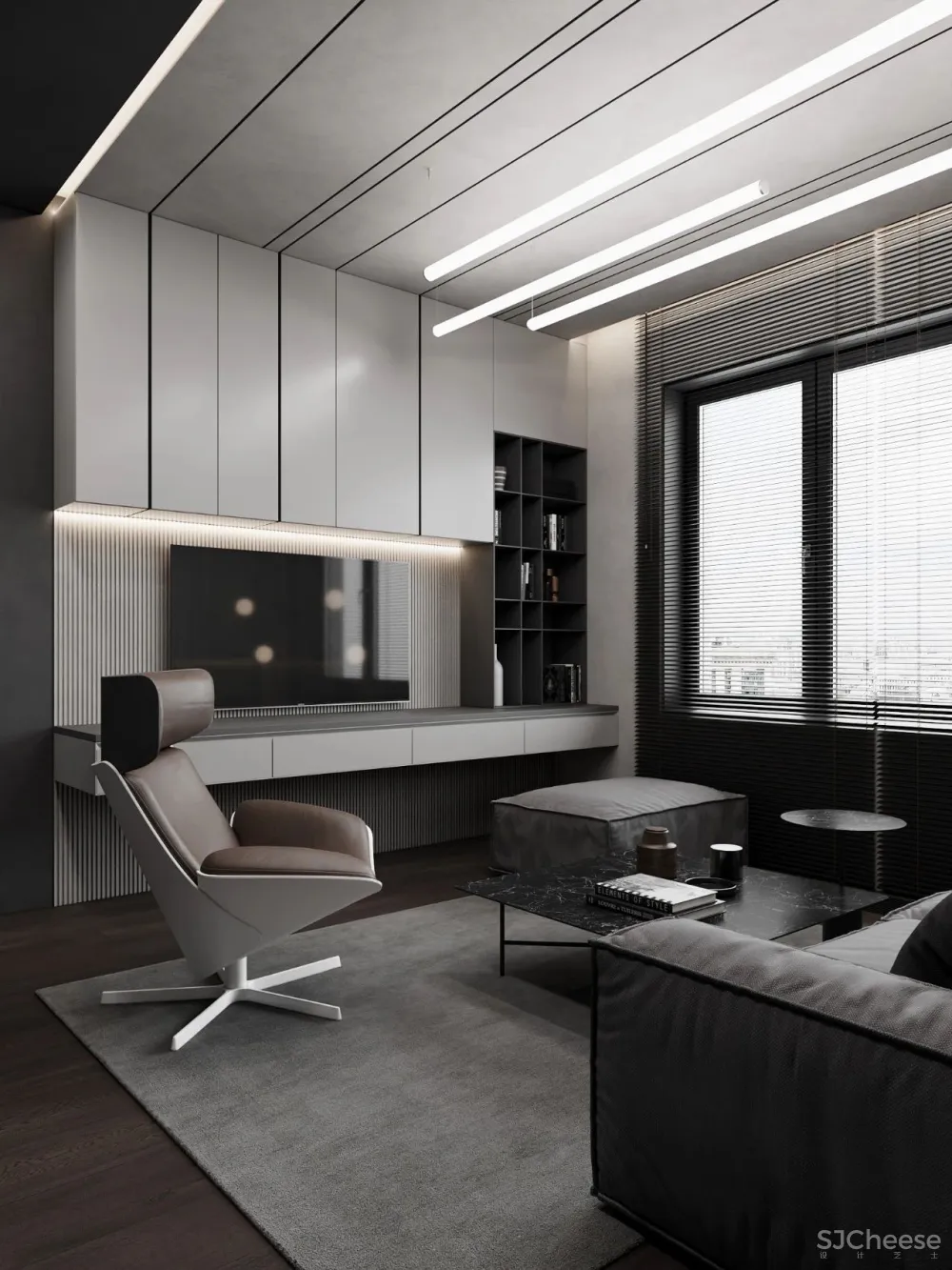 147㎡带露台的顶层复式 高级灰,气场一流!