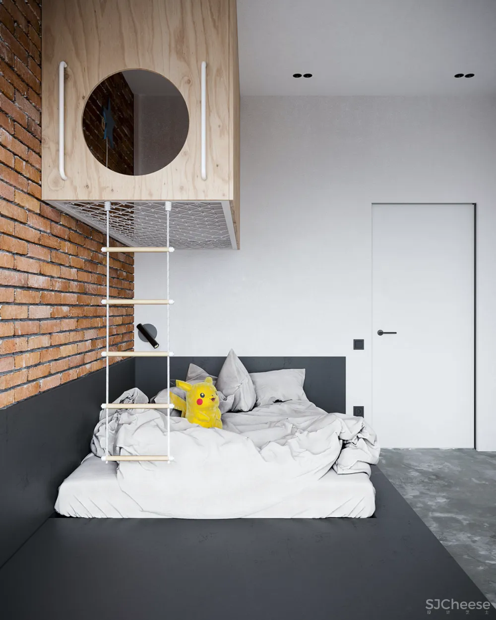 砖墙 木饰面，工业风这样设计超有范