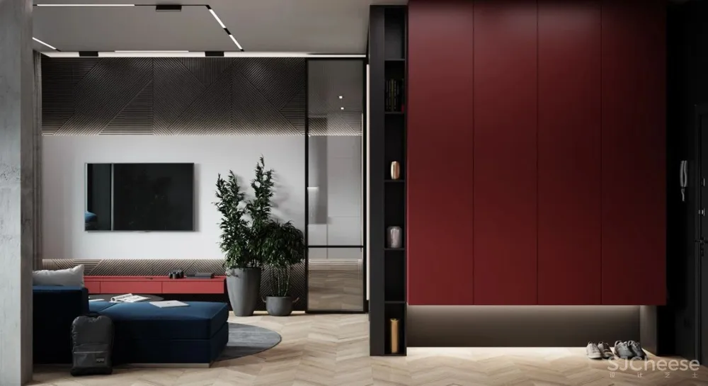 55㎡现代一居室,黑色 木色,舒适大方!