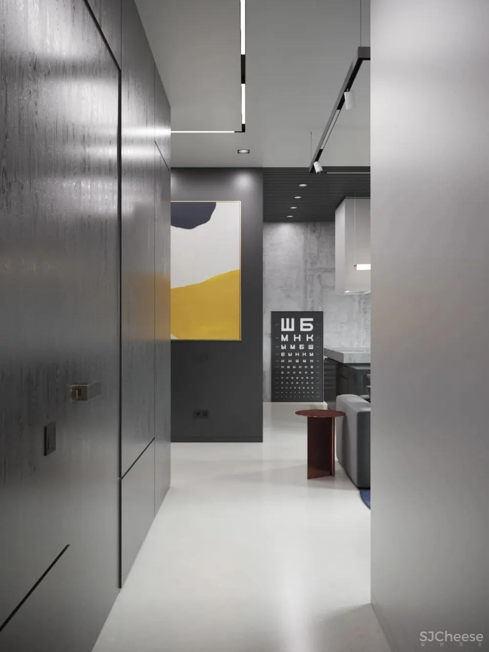 55㎡现代一居室,黑色 木色,舒适大方!