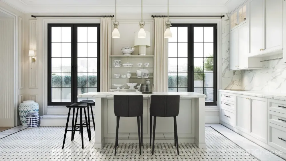 精致的石膏线条与黄铜，这样恰到好处的轻奢风甜而不腻，华丽而不俗气