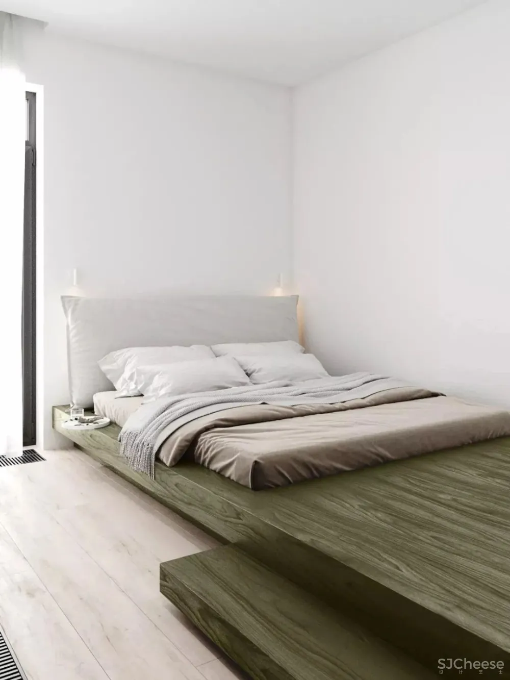 90后医生120㎡简约不失精致的家,卧室地台太棒了!
