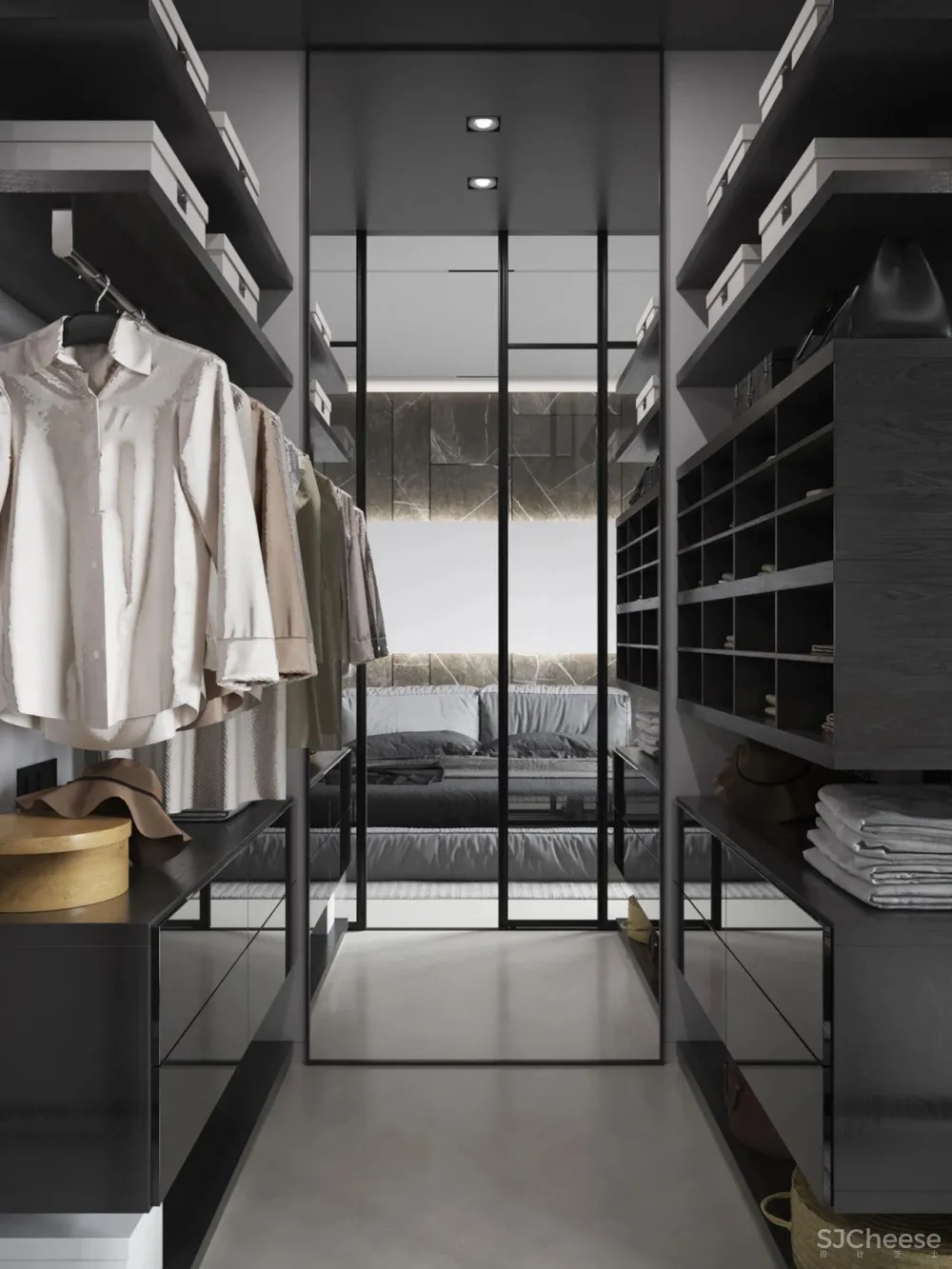 55㎡现代一居室,黑色 木色,舒适大方!