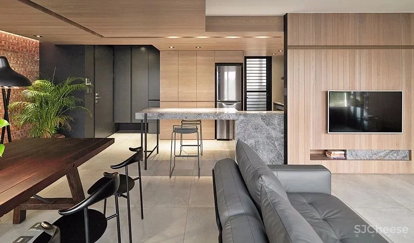 设计师梁志天的家曝光，大师也青睐“地板上墙”