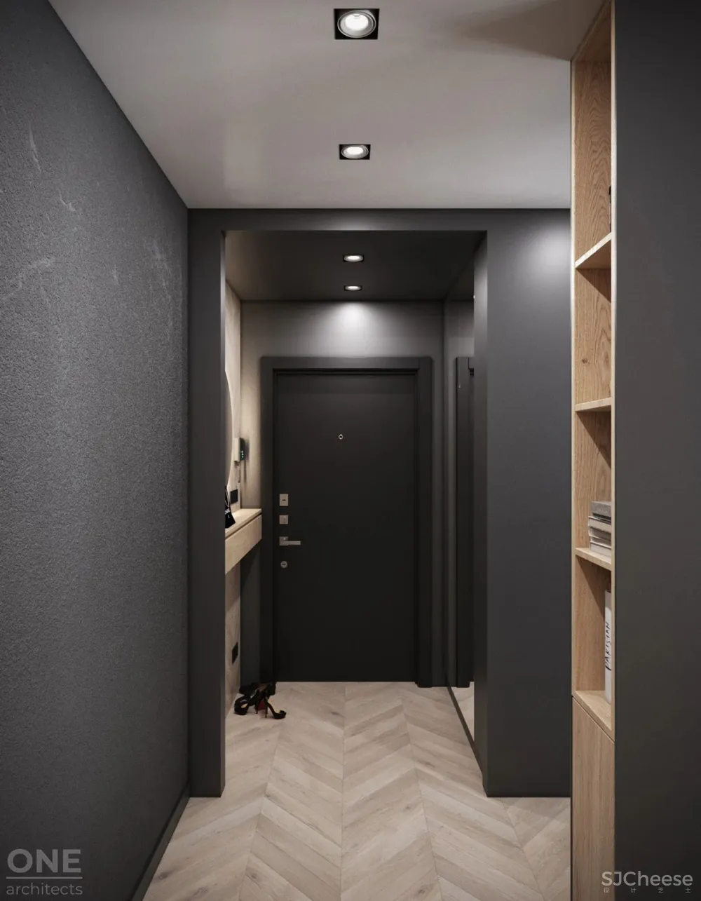 55㎡现代一居室,黑色 木色,舒适大方!