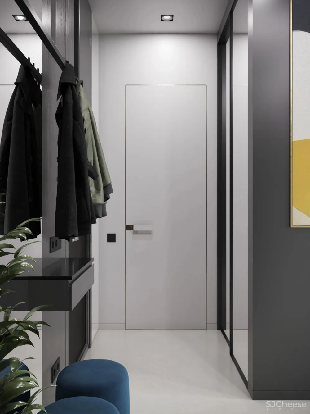 55㎡现代一居室,黑色 木色,舒适大方!