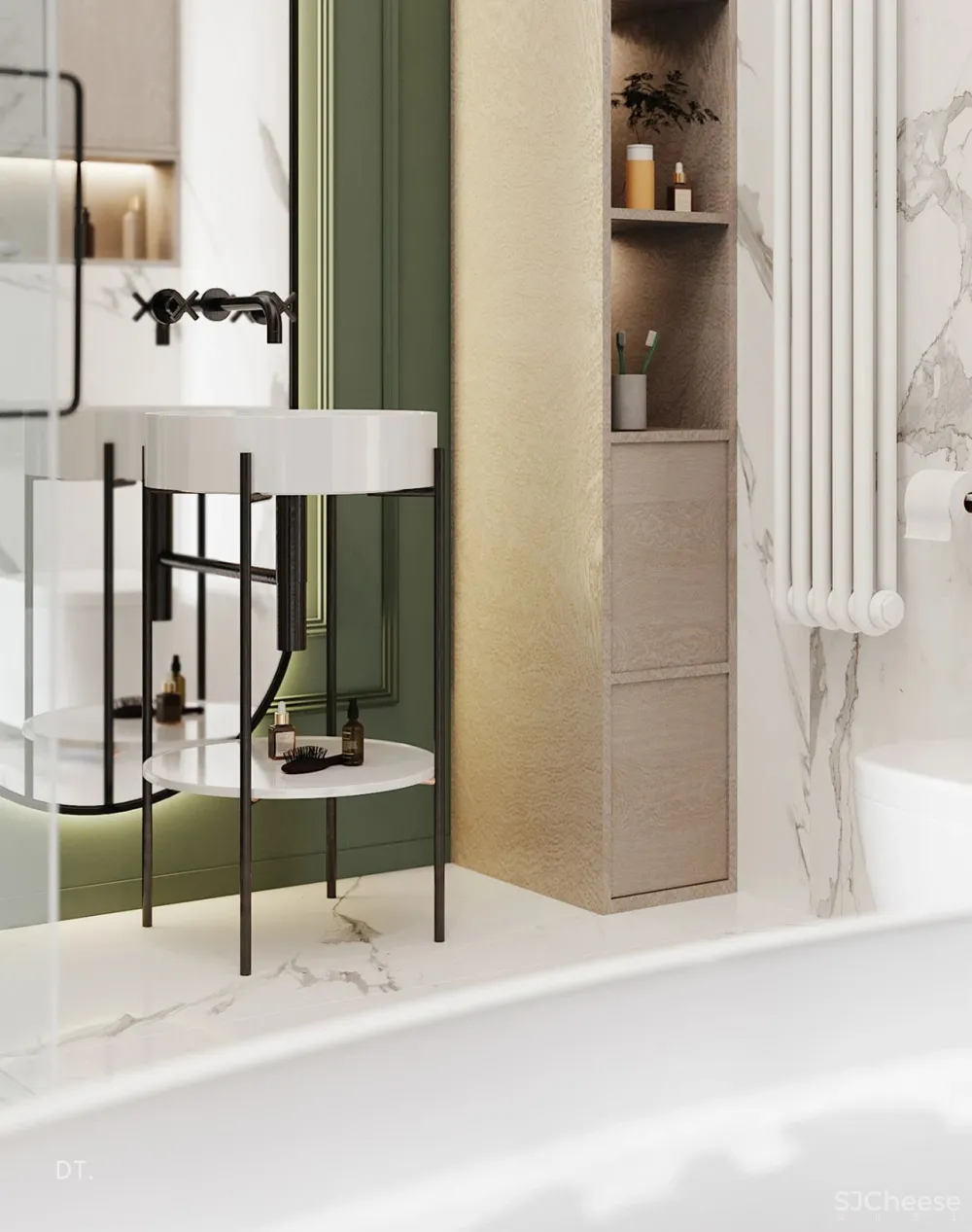 橄榄绿 勃艮第红,78m² 轻奢公寓设计