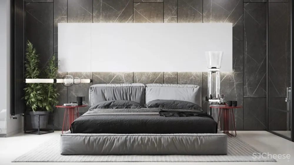 55㎡现代一居室,黑色 木色,舒适大方!