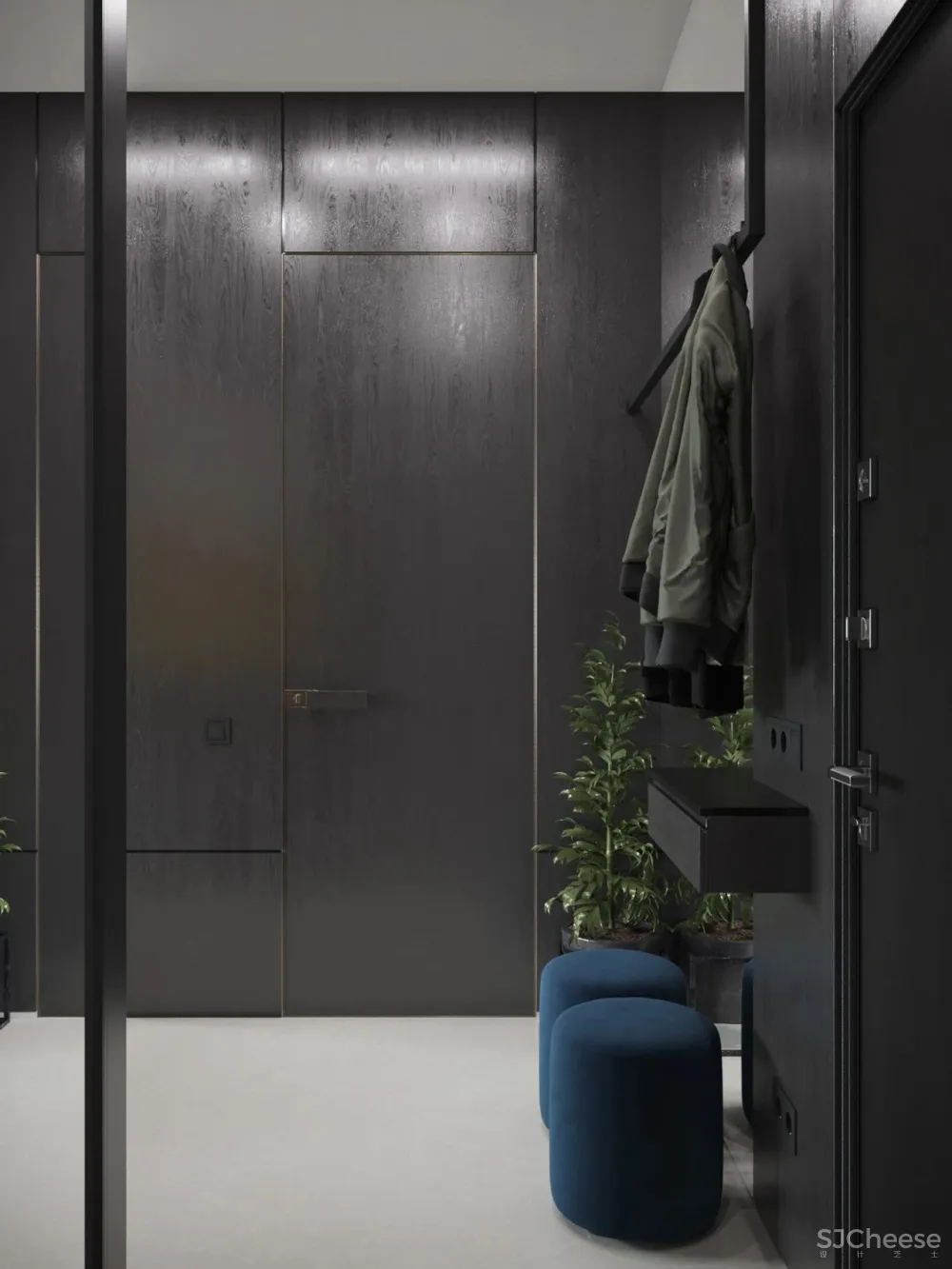 55㎡现代一居室,黑色 木色,舒适大方!