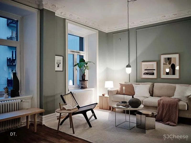 小户型·64㎡ 莫兰迪绿 原木公寓