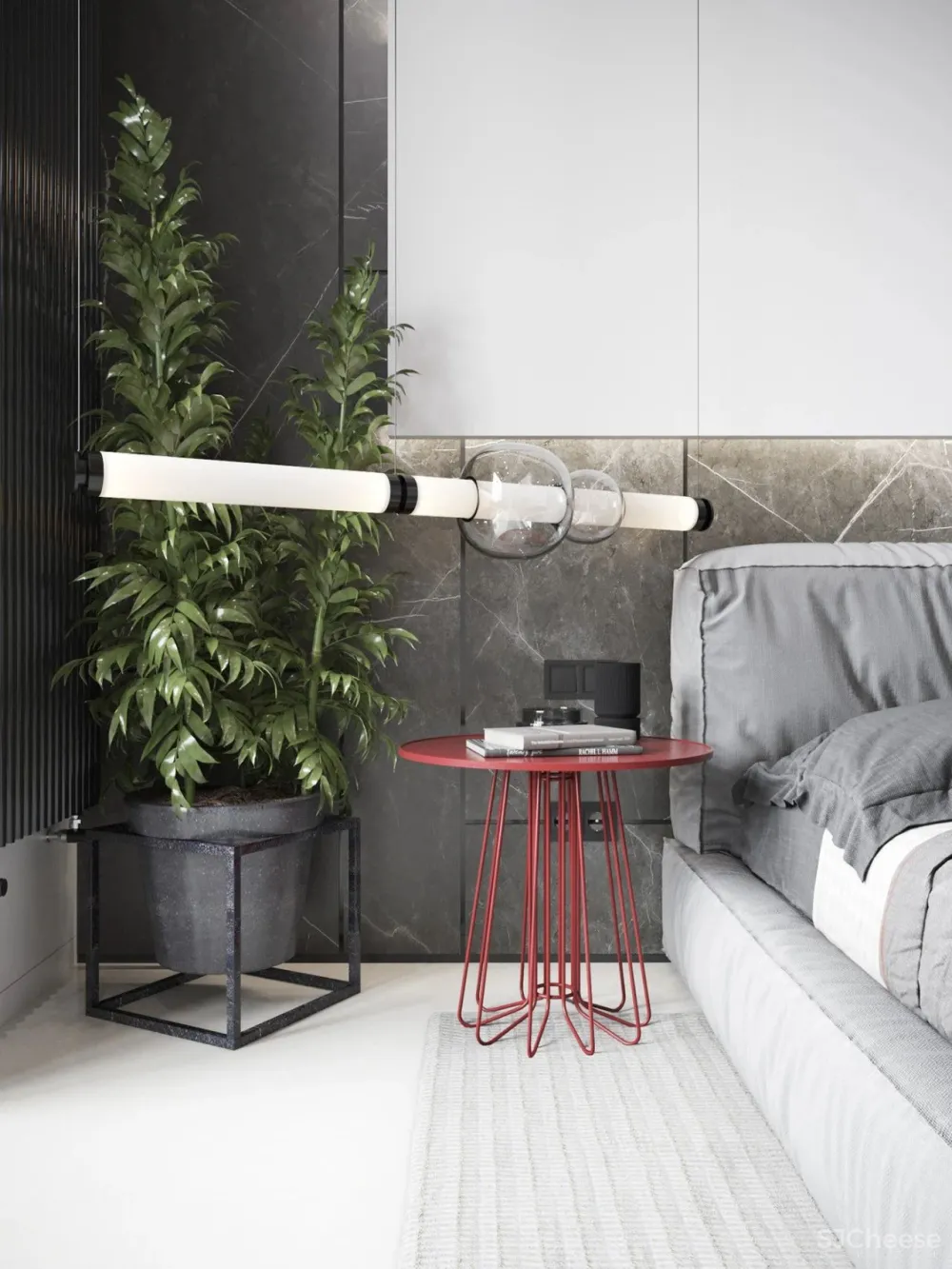 55㎡现代一居室,黑色 木色,舒适大方!