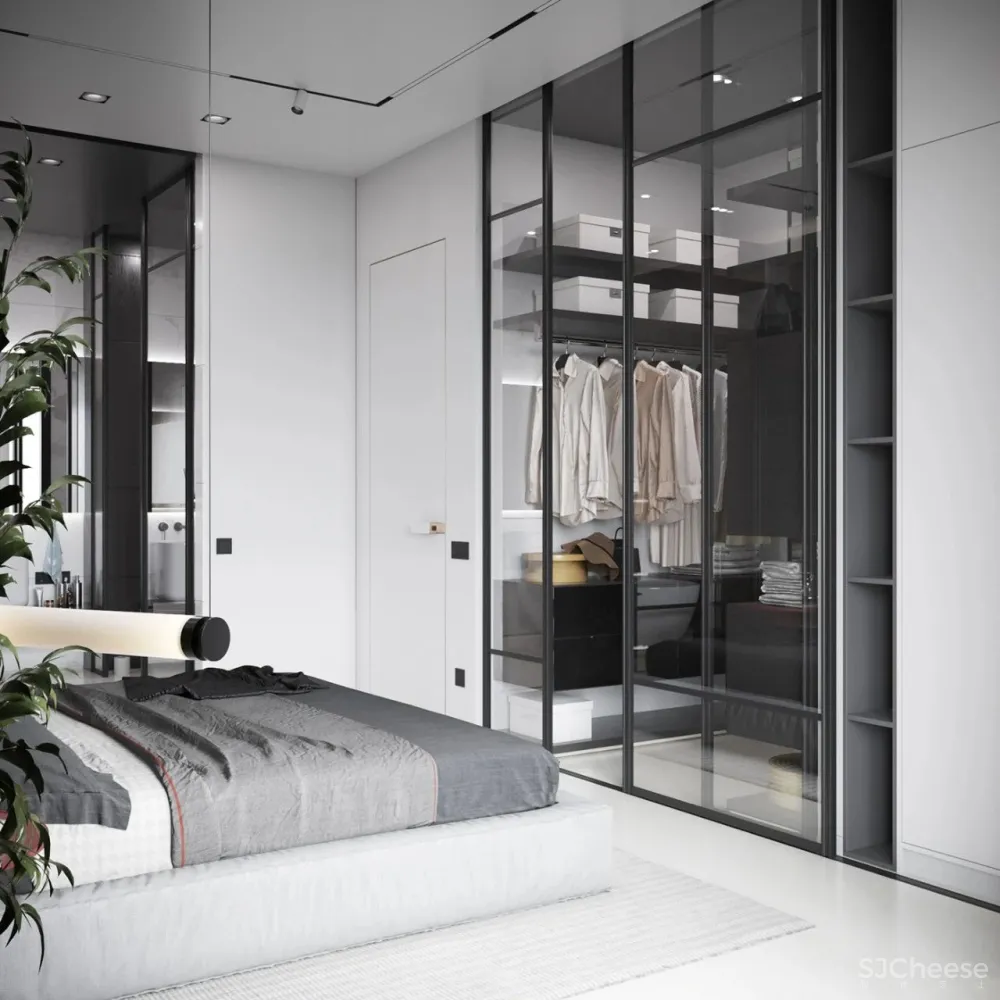 55㎡现代一居室,黑色 木色,舒适大方!