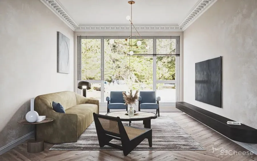 作品欣赏 简单质朴的客厅，给人宁静的感觉