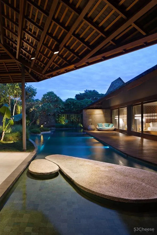 传统材料与现代元素的融合-印尼Santai隐世度假别墅！