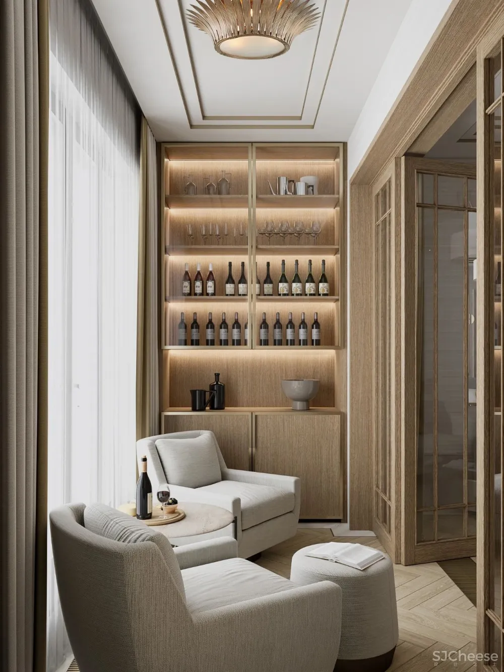 126㎡三居室,金色 白色的搭配,意想不到的高级感!