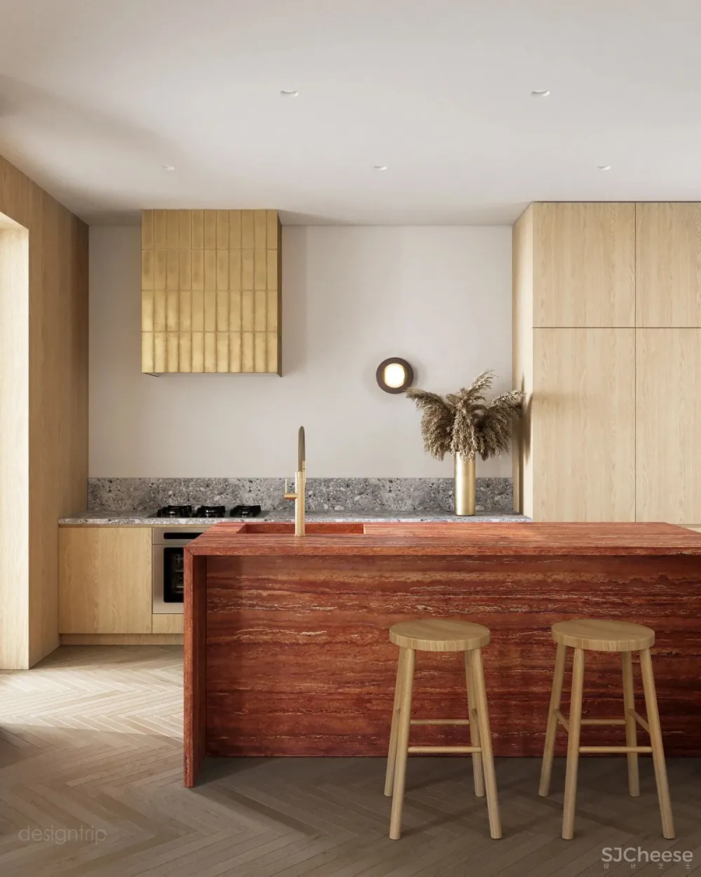 85㎡ 简约居所,“鱼骨拼”木地板站C位