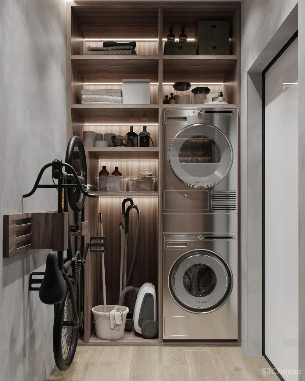 高级灰 原木，143㎡现代公寓这样设计才够腔调！