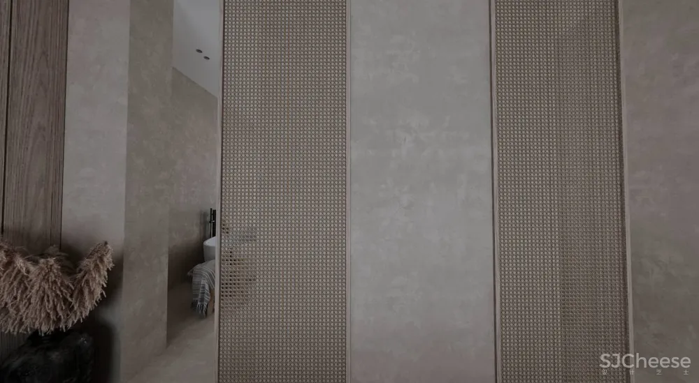 极简的卧室设计,木与石的搭配温暖又高级