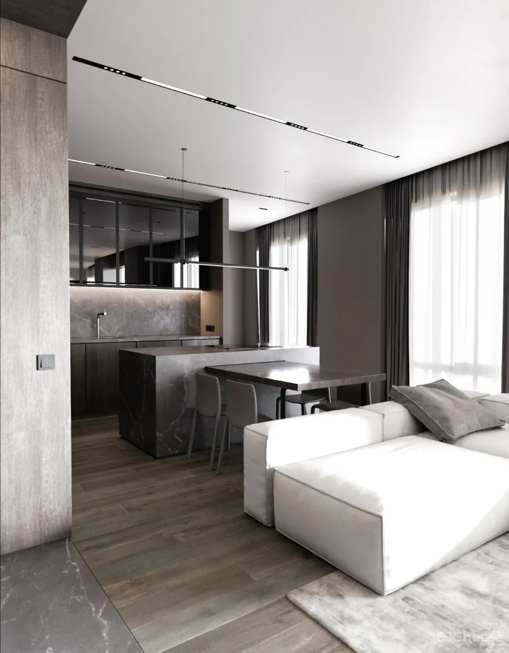 60㎡二房一厅,新古典的优雅气派!